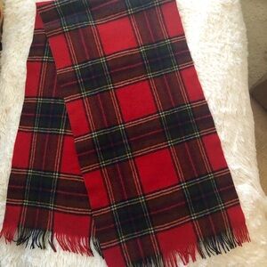 Pendleton Red and Green Plaid Wool Scarf